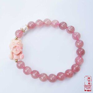 Coin Loin Charm Bracelet - Conch Shell Rose Quartz Beads